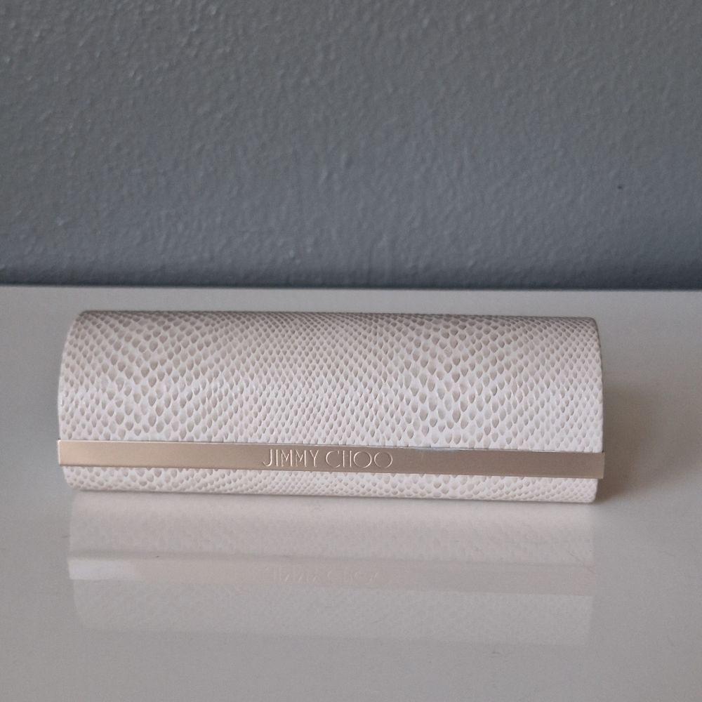Jimmy Choo White Faux Snakeskin Magnetic Sunglasses Case